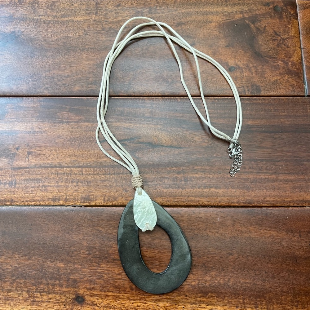 Charcoal Resin Long Necklace
